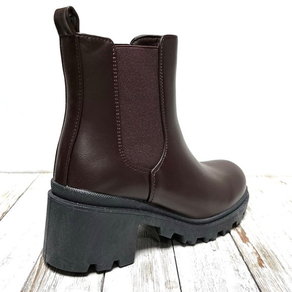 New Brown Chelsea Elastic Ankle Boots Booties - Picture 3 of 4